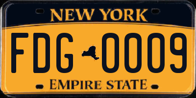 NY license plate FDG0009