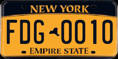 NY license plate FDG0010