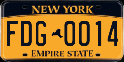 NY license plate FDG0014