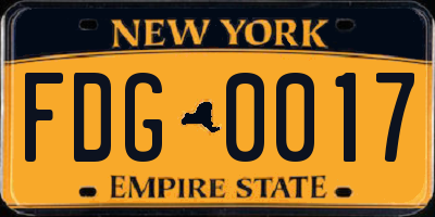 NY license plate FDG0017