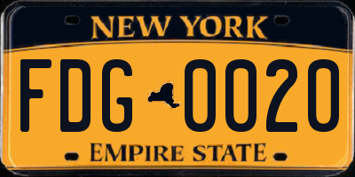 NY license plate FDG0020