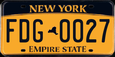 NY license plate FDG0027