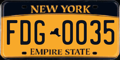 NY license plate FDG0035