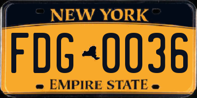 NY license plate FDG0036