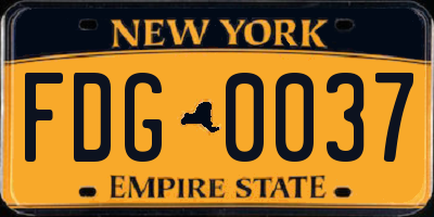 NY license plate FDG0037