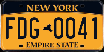 NY license plate FDG0041