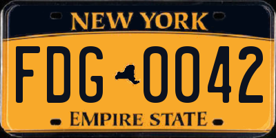 NY license plate FDG0042