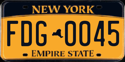 NY license plate FDG0045