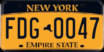 NY license plate FDG0047
