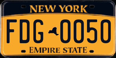 NY license plate FDG0050