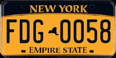 NY license plate FDG0058