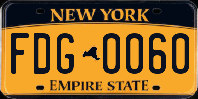 NY license plate FDG0060