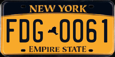 NY license plate FDG0061