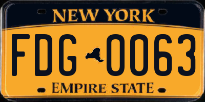 NY license plate FDG0063