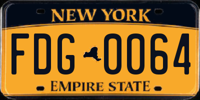 NY license plate FDG0064