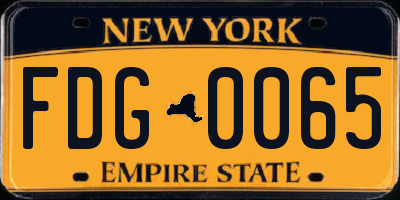 NY license plate FDG0065