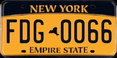 NY license plate FDG0066