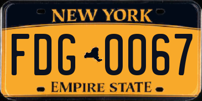 NY license plate FDG0067