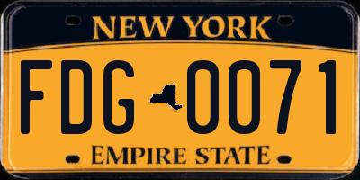 NY license plate FDG0071