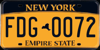 NY license plate FDG0072