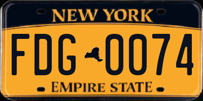 NY license plate FDG0074