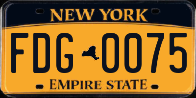 NY license plate FDG0075