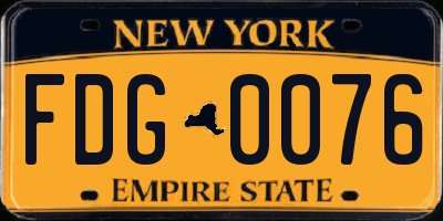 NY license plate FDG0076