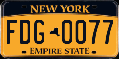 NY license plate FDG0077