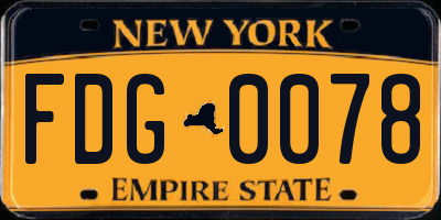 NY license plate FDG0078