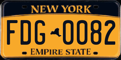NY license plate FDG0082