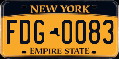 NY license plate FDG0083