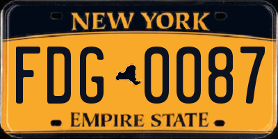 NY license plate FDG0087