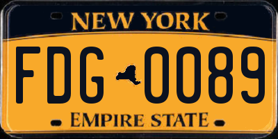 NY license plate FDG0089