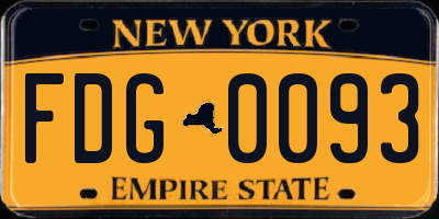 NY license plate FDG0093