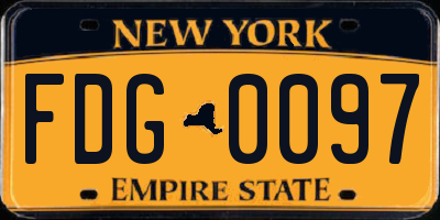 NY license plate FDG0097