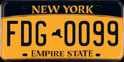 NY license plate FDG0099