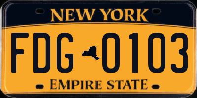 NY license plate FDG0103