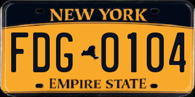 NY license plate FDG0104