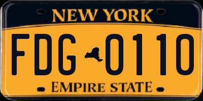 NY license plate FDG0110