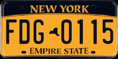 NY license plate FDG0115