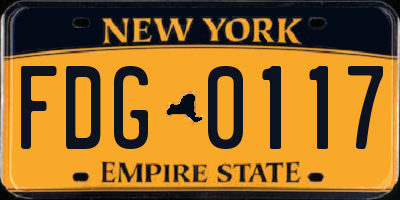 NY license plate FDG0117