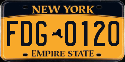 NY license plate FDG0120