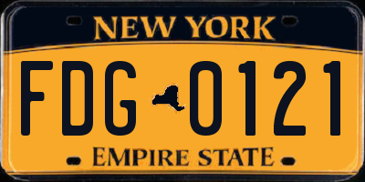 NY license plate FDG0121