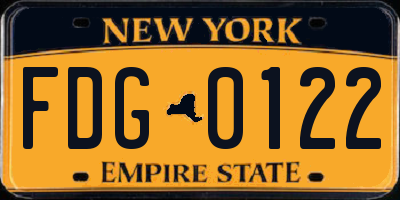 NY license plate FDG0122