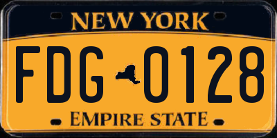NY license plate FDG0128