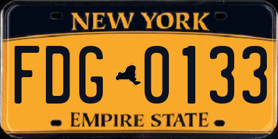 NY license plate FDG0133