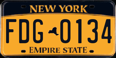 NY license plate FDG0134