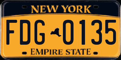 NY license plate FDG0135