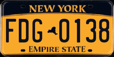 NY license plate FDG0138