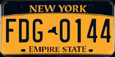 NY license plate FDG0144